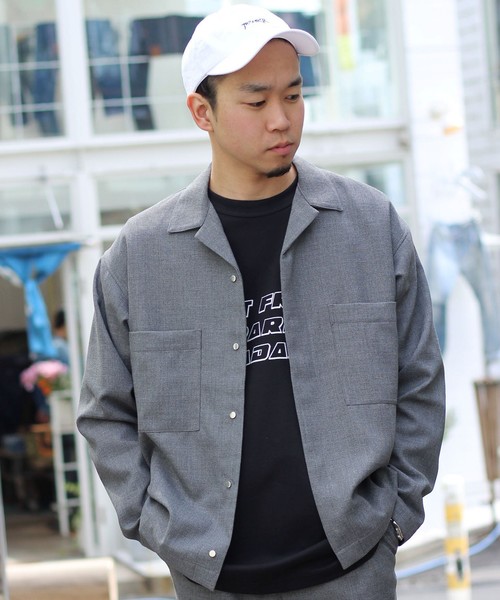 JOURNAL STANDARD relume（ジャーナルスタンダード　レリューム）の「メッシュドビー オープンカラーシャツブルゾン#（シャツ/ブラウス・メンズ・ネイビー/グレー・MEDIUM/LARGE）」の10枚目の写真