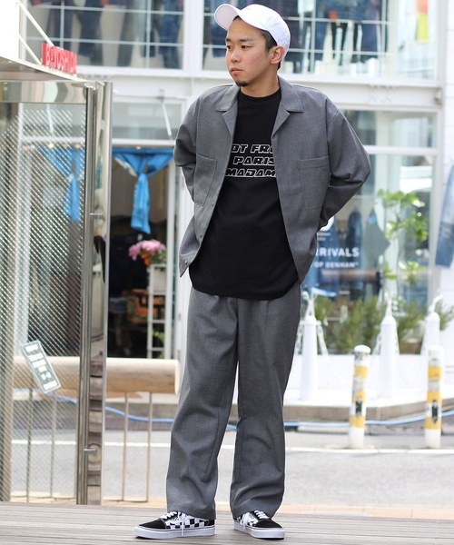 JOURNAL STANDARD relume（ジャーナルスタンダード　レリューム）の「メッシュドビー オープンカラーシャツブルゾン#（シャツ/ブラウス・メンズ・ネイビー/グレー・MEDIUM/LARGE）」の9枚目の写真