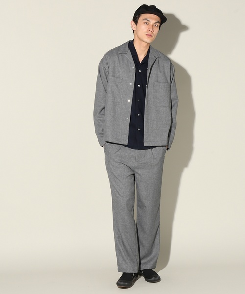 JOURNAL STANDARD relume（ジャーナルスタンダード　レリューム）の「メッシュドビー オープンカラーシャツブルゾン#（シャツ/ブラウス・メンズ・ネイビー/グレー・MEDIUM/LARGE）」の11枚目の写真