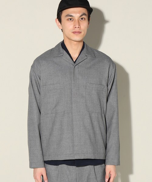 JOURNAL STANDARD relume（ジャーナルスタンダード　レリューム）の「メッシュドビー オープンカラーシャツブルゾン#（シャツ/ブラウス・メンズ・ネイビー/グレー・MEDIUM/LARGE）」の14枚目の写真