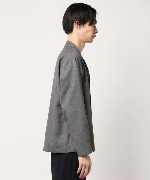 JOURNAL STANDARD relume（ジャーナルスタンダード　レリューム）の「メッシュドビー オープンカラーシャツブルゾン#（シャツ/ブラウス・メンズ・ネイビー/グレー・MEDIUM/LARGE）」の5枚目の写真