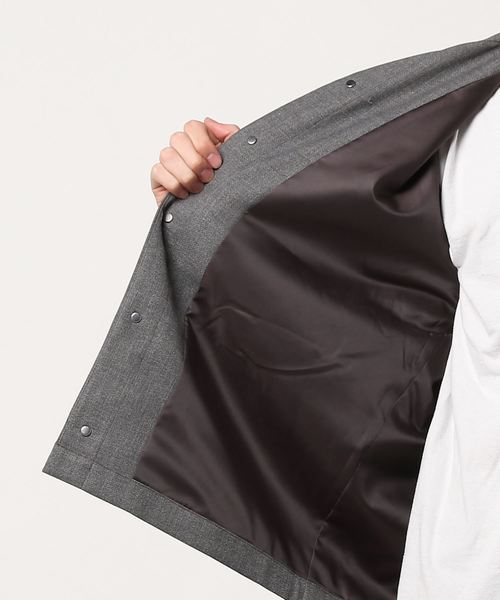 JOURNAL STANDARD relume（ジャーナルスタンダード　レリューム）の「メッシュドビー オープンカラーシャツブルゾン#（シャツ/ブラウス・メンズ・ネイビー/グレー・MEDIUM/LARGE）」の6枚目の写真