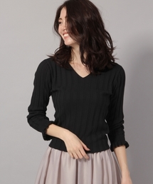 Andemiu | ワイドリブＶネックプルオーバー787748(ニット/セーター)