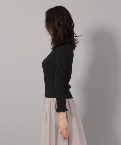 Andemiu（アンデミュウ）の「ワイドリブＶネックプルオーバー787748（ニット/セーター・レディース・ブラック/ホワイト/ピンク/グリーン・FREE）」の9枚目の写真