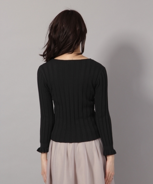 Andemiu（アンデミュウ）の「ワイドリブＶネックプルオーバー787748（ニット/セーター・レディース・ブラック/ホワイト/ピンク/グリーン・FREE）」の10枚目の写真