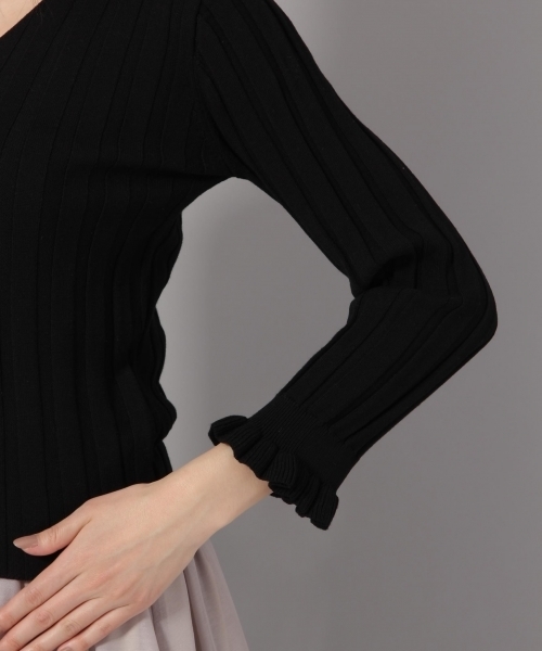 Andemiu（アンデミュウ）の「ワイドリブＶネックプルオーバー787748（ニット/セーター・レディース・ブラック/ホワイト/ピンク/グリーン・FREE）」の12枚目の写真