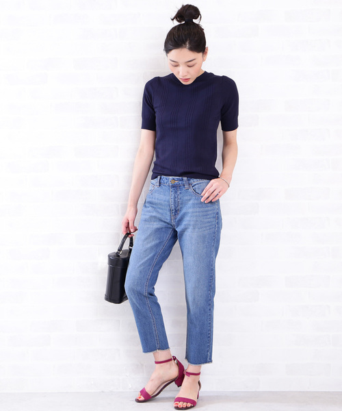 N.（N. Natural Beauty Basic）（エヌエヌナチュラルビューティーベーシック）の「◆ランダムリブニット（ニット/セーター・レディース・ホワイト/ネイビー/レッド・MEDIUM）」の15枚目の写真