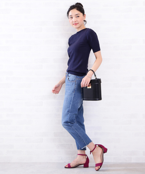 N.（N. Natural Beauty Basic）（エヌエヌナチュラルビューティーベーシック）の「◆ランダムリブニット（ニット/セーター・レディース・ホワイト/ネイビー/レッド・MEDIUM）」の10枚目の写真