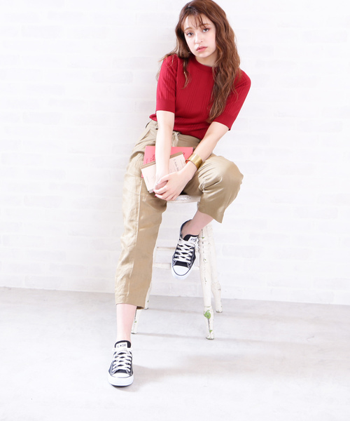 N.（N. Natural Beauty Basic）（エヌエヌナチュラルビューティーベーシック）の「◆ランダムリブニット（ニット/セーター・レディース・ホワイト/ネイビー/レッド・MEDIUM）」の4枚目の写真