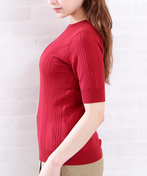 N.（N. Natural Beauty Basic）（エヌエヌナチュラルビューティーベーシック）の「◆ランダムリブニット（ニット/セーター・レディース・ホワイト/ネイビー/レッド・MEDIUM）」の9枚目の写真