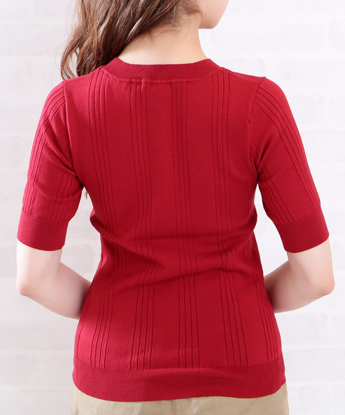 N.（N. Natural Beauty Basic）（エヌエヌナチュラルビューティーベーシック）の「◆ランダムリブニット（ニット/セーター・レディース・ホワイト/ネイビー/レッド・MEDIUM）」の16枚目の写真