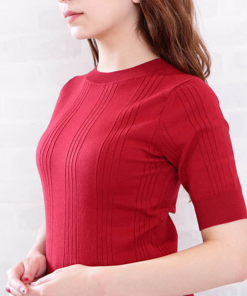 N.（N. Natural Beauty Basic）（エヌエヌナチュラルビューティーベーシック）の「◆ランダムリブニット（ニット/セーター・レディース・ホワイト/ネイビー/レッド・MEDIUM）」の11枚目の写真