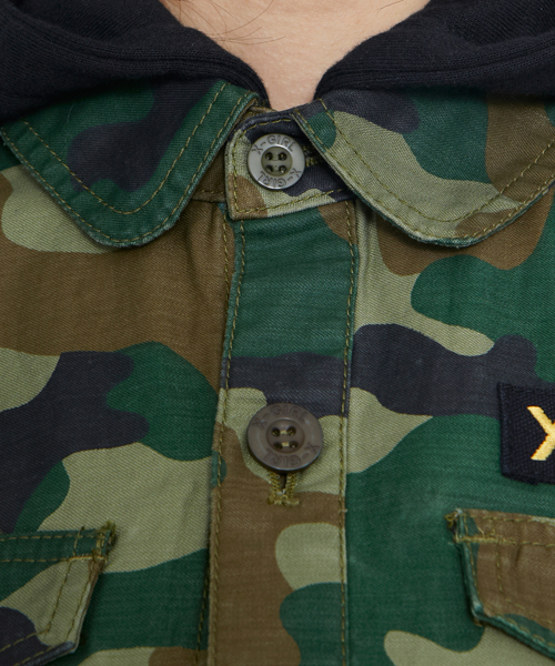 X-girl（エックスガール）の「ARMY SHIRT DRESS（ワンピース・レディース・カモフラージュ/オリーブ/ネイビー・1/2）」の9枚目の写真
