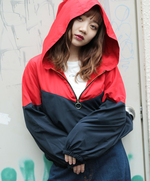 apres jour(アプレジュール)の「配色フードハーフジップ【ZOZOTOWN限定アイテム】(パーカー・レディース・ベージュ/レッド・フリー)」の3枚目の写真