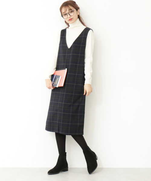 N.（N. Natural Beauty Basic）（エヌエヌナチュラルビューティーベーシック）の「◆チェック裏起毛ワンピース（ワンピース・レディース・ネイビー/ブラウン系その他・MEDIUM）」の7枚目の写真