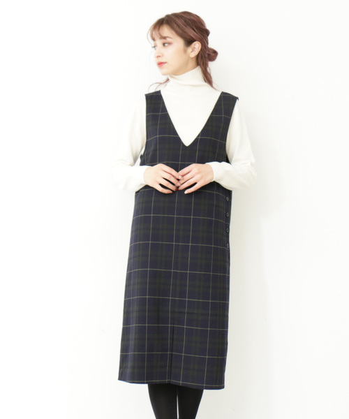 N.（N. Natural Beauty Basic）（エヌエヌナチュラルビューティーベーシック）の「◆チェック裏起毛ワンピース（ワンピース・レディース・ネイビー/ブラウン系その他・MEDIUM）」の10枚目の写真