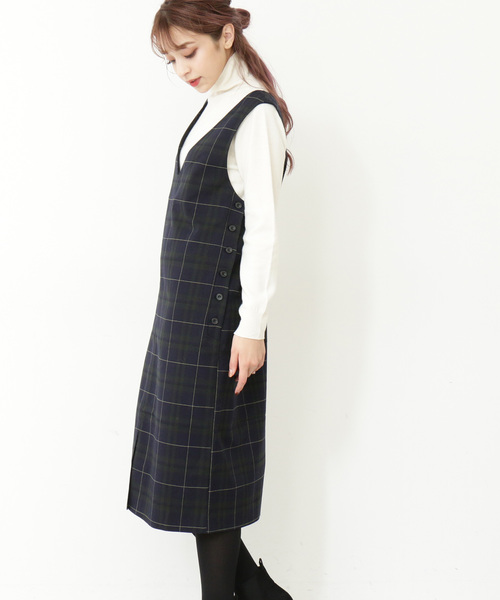 N.（N. Natural Beauty Basic）（エヌエヌナチュラルビューティーベーシック）の「◆チェック裏起毛ワンピース（ワンピース・レディース・ネイビー/ブラウン系その他・MEDIUM）」の11枚目の写真