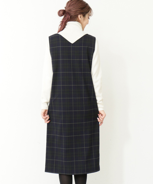 N.（N. Natural Beauty Basic）（エヌエヌナチュラルビューティーベーシック）の「◆チェック裏起毛ワンピース（ワンピース・レディース・ネイビー/ブラウン系その他・MEDIUM）」の12枚目の写真