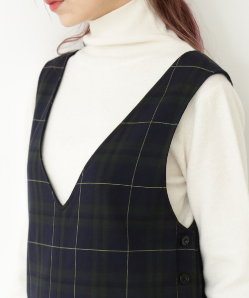 N.（N. Natural Beauty Basic）（エヌエヌナチュラルビューティーベーシック）の「◆チェック裏起毛ワンピース（ワンピース・レディース・ネイビー/ブラウン系その他・MEDIUM）」の13枚目の写真