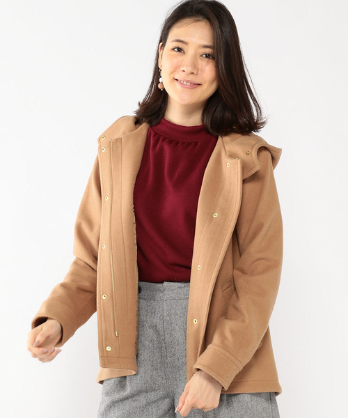 Petit Honfleur(プチオンフルール)の「ウールショートコート(モッズコート・レディース・ベージュ/ネイビー/グレー・11号/9号/13号)」の2枚目の写真