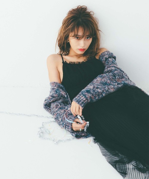 one after another NICE CLAUP（ワンアフターアナザーナイスクラップ）の「【近藤千尋さんコラボ】プリーツキャミワンピ（ワンピース・レディース・アイボリー/ブラック/グリーン系その他・FREE）」の4枚目の写真