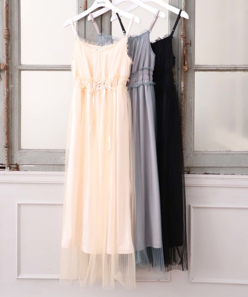 one after another NICE CLAUP（ワンアフターアナザーナイスクラップ）の「【近藤千尋さんコラボ】プリーツキャミワンピ（ワンピース・レディース・アイボリー/ブラック/グリーン系その他・FREE）」の12枚目の写真