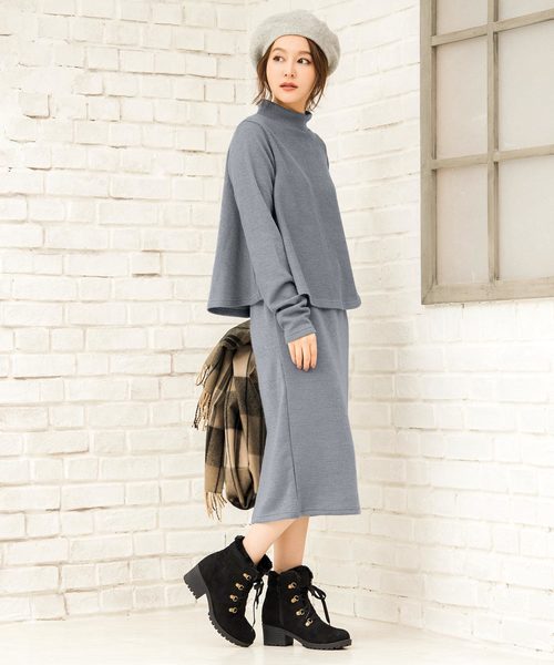 KOBE LETTUCE（コウベレタス）の「リブニットソーフレアトップス+タイトスカートセットアップ＊レディース/ニットアップ[E1957]神戸レタス（セットアップ・レディース・ブラック/グレー/ピンク系その他・FREE）」の11枚目の写真