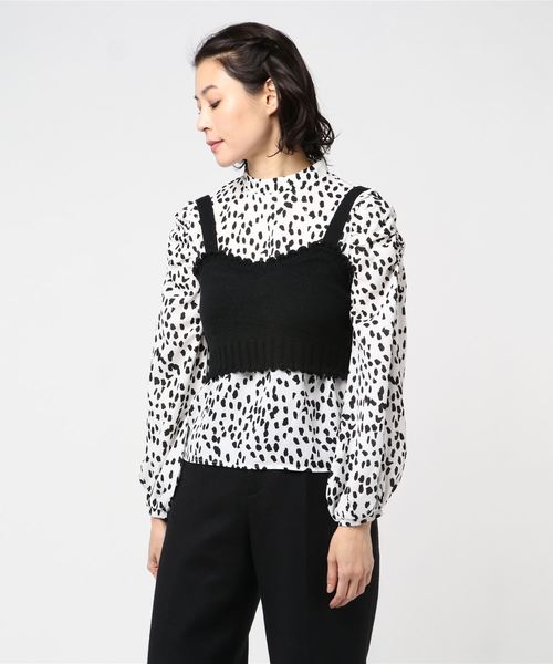 archives（アルシーヴ）の「ダメージビスチェ+レオパードブラウスセット（シャツ/ブラウス・レディース・ブラック/オフホワイト/モカ・MEDIUM）」の2枚目の写真