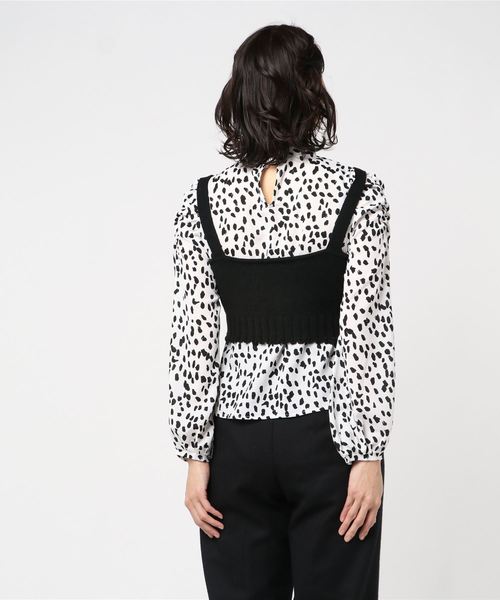 archives（アルシーヴ）の「ダメージビスチェ+レオパードブラウスセット（シャツ/ブラウス・レディース・ブラック/オフホワイト/モカ・MEDIUM）」の6枚目の写真
