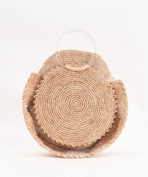 【LAUGOA】ラフィア×クリアサークルかごバッグ/Frame 19126-12002