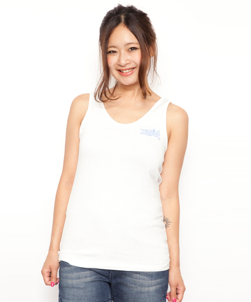 X-girl(エックスガール)の「BASIC TANK TOP(タンクトップ・レディース・ホワイト/マルチ/ブラック/アッシュグレー/ネイビー・1/2)」の2枚目の写真