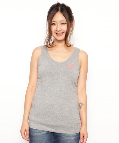 X-girl(エックスガール)の「BASIC TANK TOP(タンクトップ・レディース・ホワイト/マルチ/ブラック/アッシュグレー/ネイビー・1/2)」の4枚目の写真