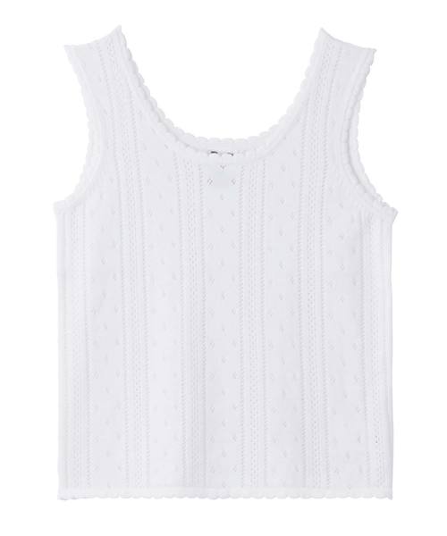 X-girl(エックスガール)の「OPENWORK KNIT TANK TOP(タンクトップ・レディース・ホワイト/ブラック/イエロー・ONE SIZE)」の2枚目の写真