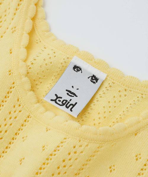 X-girl(エックスガール)の「OPENWORK KNIT TANK TOP(タンクトップ・レディース・ホワイト/ブラック/イエロー・ONE SIZE)」の6枚目の写真