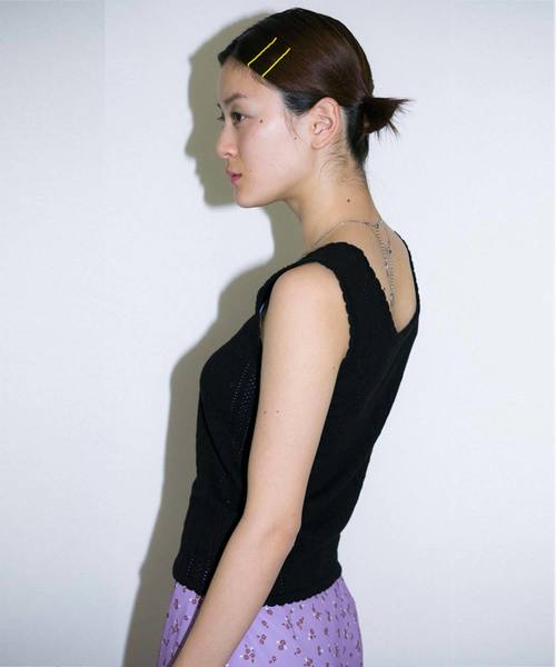 X-girl(エックスガール)の「OPENWORK KNIT TANK TOP(タンクトップ・レディース・ホワイト/ブラック/イエロー・ONE SIZE)」の14枚目の写真