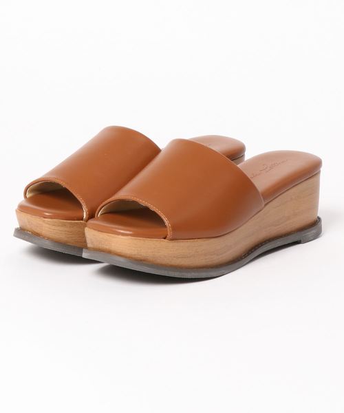 KOBE LETTUCE（コウベレタス）の「厚底ウッド調ウェッジソールワンベルトサボサンダル（サンダル・レディース・パイソン/ゴールド/クリア/ブラウン系その他/ホワイト/ブラック・LL/S/M/L）」の9枚目の写真