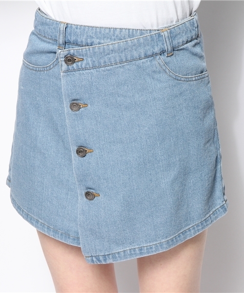 WEGO(ウィゴー)の「WEGO/デニムアシメショートパンツ(デニムパンツ・レディース・インディゴブルー/ライトインディゴブルー・MEDIUM/LARGE)」の9枚目の写真