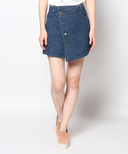 WEGO(ウィゴー)の「WEGO/デニムアシメショートパンツ(デニムパンツ・レディース・インディゴブルー/ライトインディゴブルー・MEDIUM/LARGE)」の13枚目の写真
