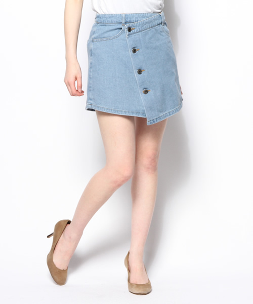WEGO(ウィゴー)の「WEGO/デニムアシメショートパンツ(デニムパンツ・レディース・インディゴブルー/ライトインディゴブルー・MEDIUM/LARGE)」の14枚目の写真
