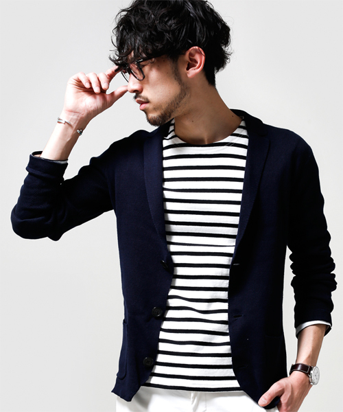 NANO universe（ナノユニバース）の「総針ニットテーラードカーディガン（カーディガン/ボレロ・メンズ・ブラック/ネイビー/グレー・LARGE/SMALL/X-LARGE/MEDIUM）」の3枚目の写真