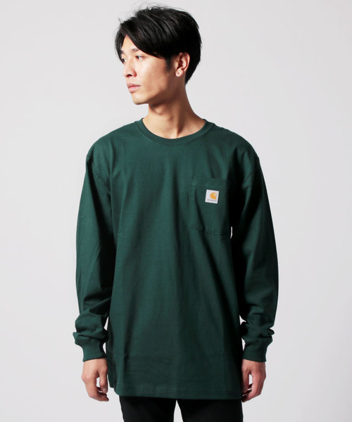 Carhartt(カーハート)の「Carhartt カーハート/ビッグサイズ ワンポイントロゴ長袖カットソー(Tシャツ/カットソー・メンズ・ヘザーグレー/ヘザーチャコール/ボルドー/グリーン系その他/グリーン系その他2/ブラック/ダークブラウン/ネイビー/ブルー系その他/イエロー/グリーン/オレンジ/ホワイト・M/L/XL)」の7枚目の写真