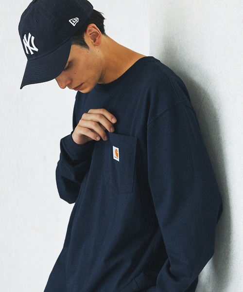 Carhartt(カーハート)の「Carhartt カーハート/ビッグサイズ ワンポイントロゴ長袖カットソー(Tシャツ/カットソー・メンズ・ヘザーグレー/ヘザーチャコール/ボルドー/グリーン系その他/グリーン系その他2/ブラック/ダークブラウン/ネイビー/ブルー系その他/イエロー/グリーン/オレンジ/ホワイト・M/L/XL)」の9枚目の写真