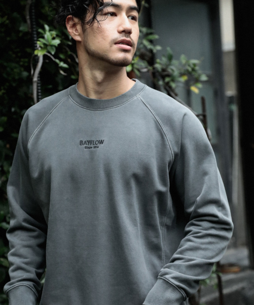 BAYFLOW（ベイフロー）の「30/10ウラケクループルオーバー（スウェット・メンズ・ベージュ/カーキ/ボルドー/チャコール・SMALL/MEDIUM/LARGE）」の2枚目の写真