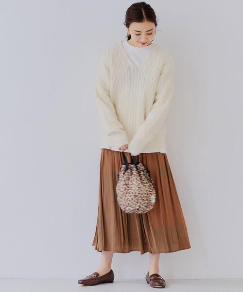 green label relaxing（グリーンレーベルリラクシング）の「CFC サテン ギャザー スカート（スカート・レディース・ブラック/ベージュ/ロイヤルブルー/オレンジ/ブラウン/ライトブルー/その他1・FREE）」の11枚目の写真