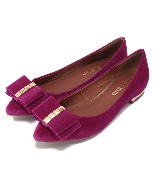 ROSE BUD(ローズバッド)の「【GISELe掲載】【Gina掲載】【sweet掲載】B475-20 VELVET FLAT BOW PUMPS(パンプス・レディース・ピンク/ブラック・37/39/36/38)」の9枚目の写真