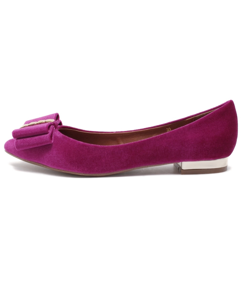ROSE BUD(ローズバッド)の「【GISELe掲載】【Gina掲載】【sweet掲載】B475-20 VELVET FLAT BOW PUMPS(パンプス・レディース・ピンク/ブラック・37/39/36/38)」の4枚目の写真