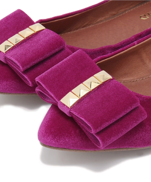 ROSE BUD(ローズバッド)の「【GISELe掲載】【Gina掲載】【sweet掲載】B475-20 VELVET FLAT BOW PUMPS(パンプス・レディース・ピンク/ブラック・37/39/36/38)」の7枚目の写真