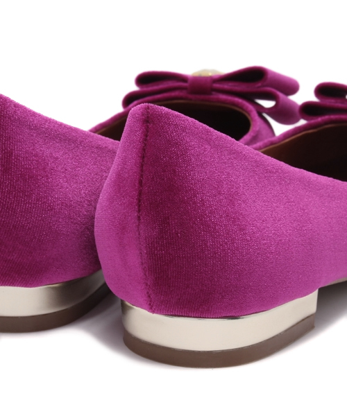ROSE BUD(ローズバッド)の「【GISELe掲載】【Gina掲載】【sweet掲載】B475-20 VELVET FLAT BOW PUMPS(パンプス・レディース・ピンク/ブラック・37/39/36/38)」の6枚目の写真