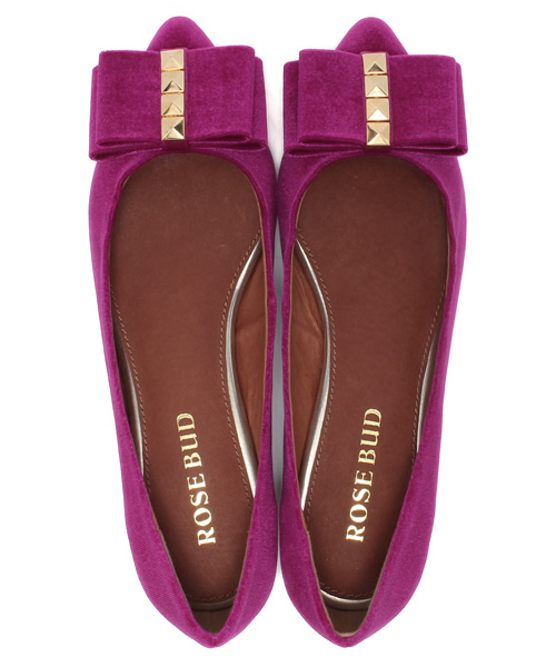 ROSE BUD(ローズバッド)の「【GISELe掲載】【Gina掲載】【sweet掲載】B475-20 VELVET FLAT BOW PUMPS(パンプス・レディース・ピンク/ブラック・37/39/36/38)」の5枚目の写真