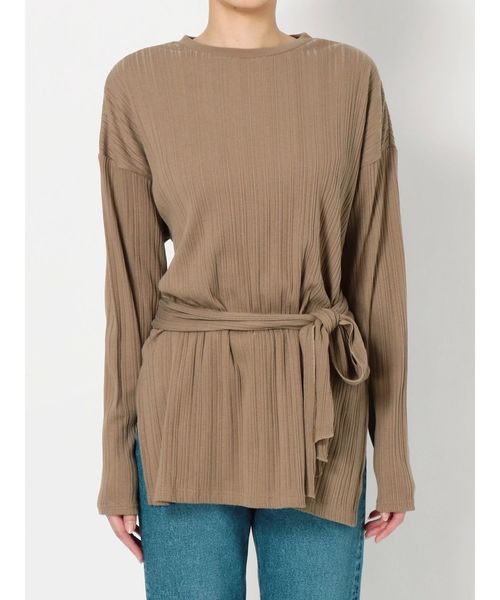 Ungrid（アングリッド）の「テレコリボンロングスリーブTee（Tシャツ/カットソー・レディース・オフホワイト/ブラック/モカ・FREE）」の14枚目の写真